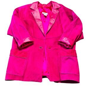 Vintage Braemar Neon Pink Vest Velvet Satin Blazer M